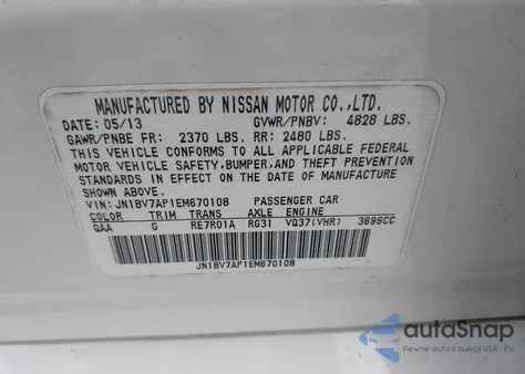 2014 Infiniti Q50 Premium z USA, uszkodzony, nr VIN JN1BV7AP1EM670108